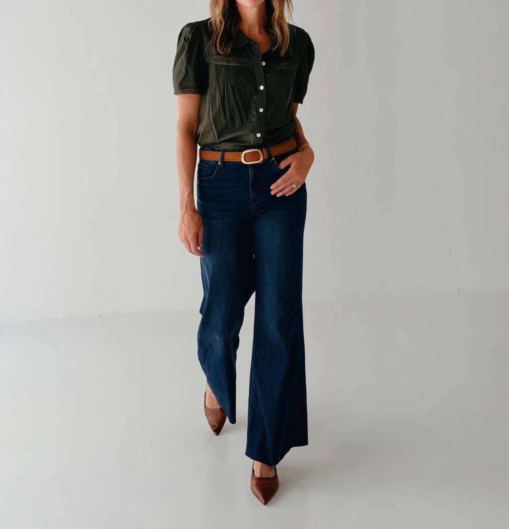 NEW KUT FROM THE KLOTH women's vienna button front top in olive